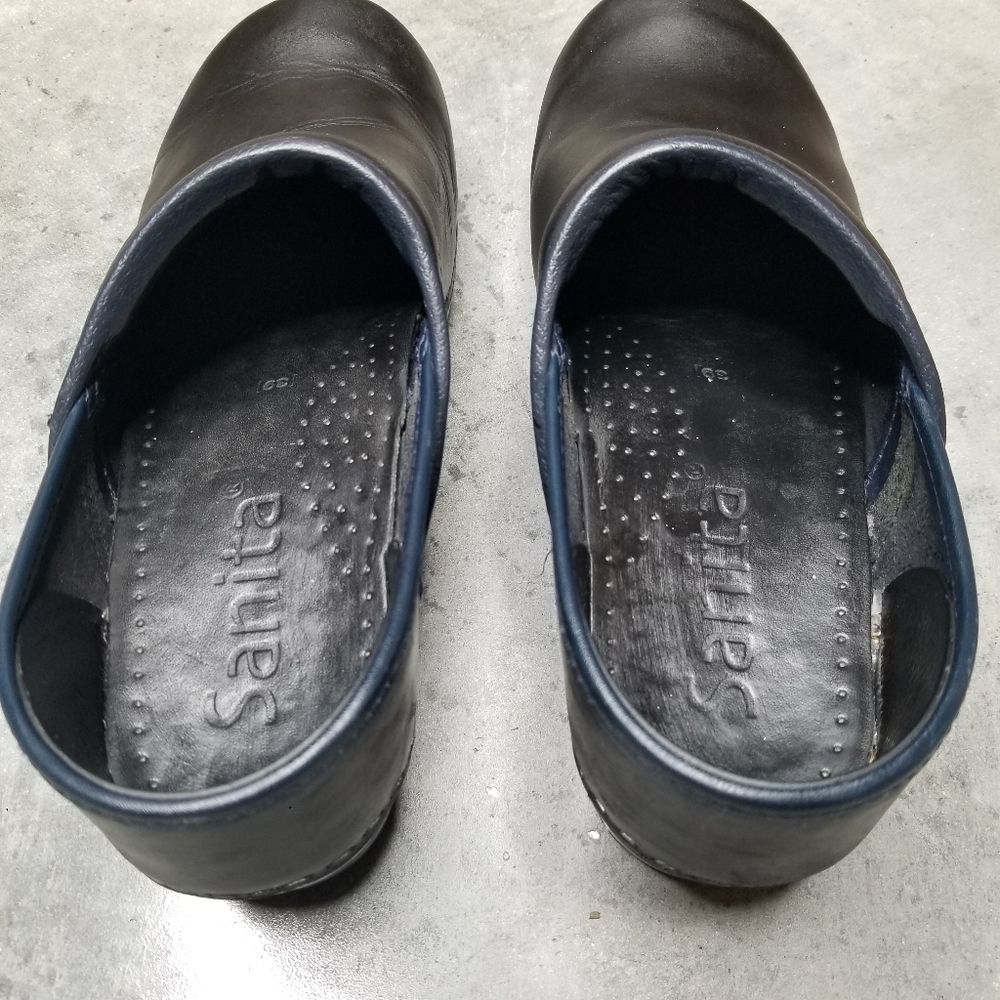 SANITA | Black Clogs Blue Trim Navy Nursing Shoes - Picture 6 of 11